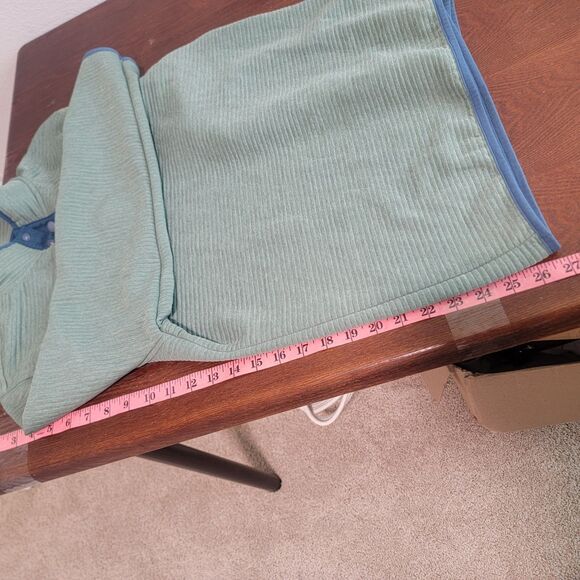 J Crew Pullover New York Authentic Fleece Quilted Knit Size S Green Snap Buttons - Picture 5 of 6